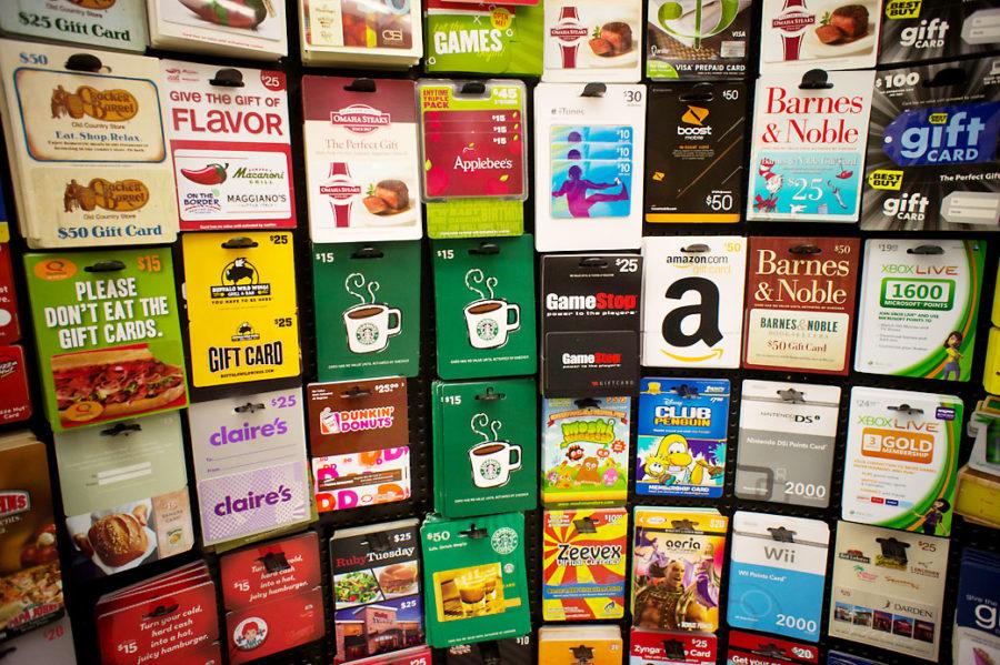 C8Y71F A selection of gift cards in a store in New York on Wednesday, November 2, 2011. (© Richard B. Levine)