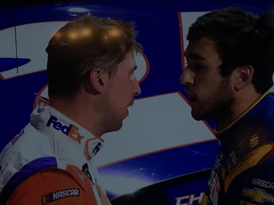 Hamlin and Elliott arguing about what happened late in race