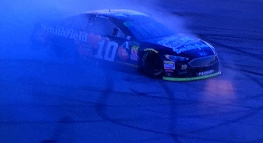 Almirola burning out after his win in the 1000Bulbs.com 500
