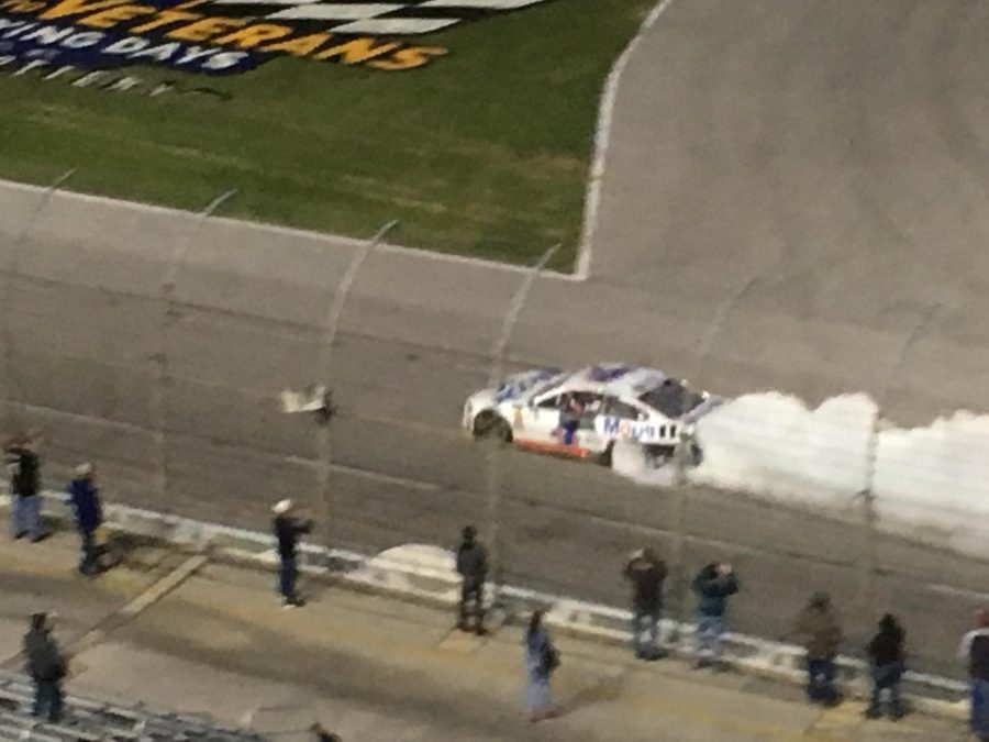 Kevin Harvick burning out after winning the AAA Texas 500
